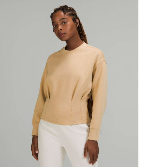 Lululemon Gathered Waist Crew PulloverPecan Tan Size 6 - Picture 3 of 4